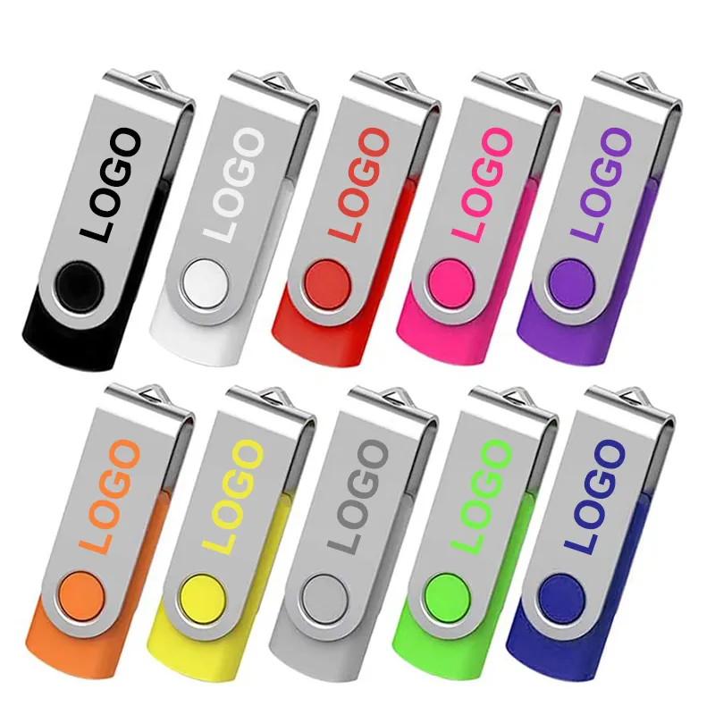 Custom Logo Promotional Swivel 1GB 2GB 4GB 8GB 16GB 32GB 64GB 128GB Memory U Stick Pendrive Mini Pen Drive USB 2.0 Flash Drives