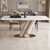 Prix de gros, nouveau design, mobilier de salle à manger moderne de luxe blanc, table à manger rectangulaire en marbre, ensemble de chaises, OKI Hotel/Villa