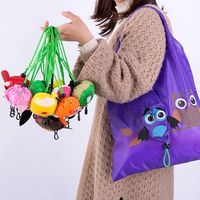 Polyester Pliable Réutilisable Sac À Provisions Épicerie Animal Abeille Cochon Chien Chat Singe Lapin Pliant Sac Réutilisable Plier Sac Fourre-Tout