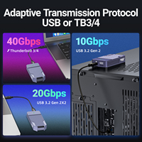 علبة ألومنيوم JEYI لمحرك أقراص SSD نوع M.2 NVMe بسرعة 40 جيجابت في الثانية، متوافقة مع USB 4.0 وType-C 4.0 وThunderbolt 4/3 وUSB 3.2
