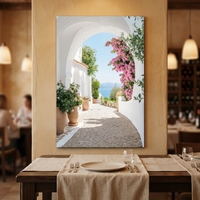 Quadro su Tela con Spiaggia Tropicale e Palme, Decorazione per Soggiorno e Ufficio, Dipinto Boho, Decorazione Murale Moderna e Astratta