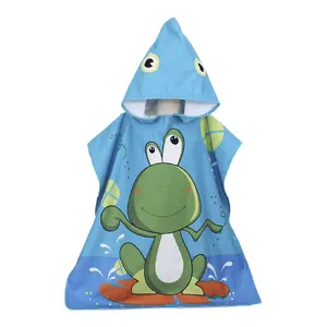 Fabricants vente en gros serviette de bain à capuche pour enfants cape dessin animé mignon natation impression douce absorbante cape de serviette à séchage rapide