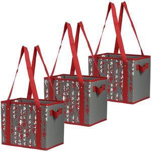 Ensemble de sacs fourre-tout d'épicerie réutilisables de haute qualité boîte de rangement de cuisine minimaliste fond renforcé laminé pliable - Product Image 1