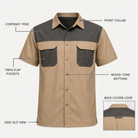 Chemise de travail à manches courtes pour homme avec logo personnalisé, contraste bicolore, poche et impression brodée, uniforme industriel OEM