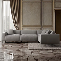 Canapé modulaire 3 places en tissu rayé épais, style moderne américain, brun, pour salon et chambre