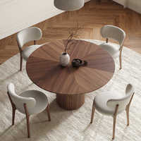 Table à manger en bois massif de style minimaliste moderne, table ronde pour les petits espaces, appartements, hôtels et restaurants