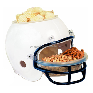 Custom 32oz Big Plastic Bucket Container Sports Team Football Baseball Helmet Snack Chip Popcorn Serving Bowl with Tray and Lid