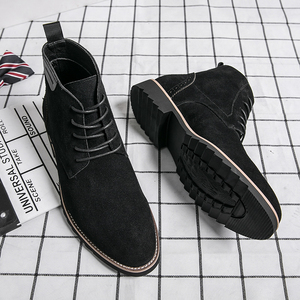 Stivali da <span class=keywords><strong>Uomo</strong></span> Autunno Inverno in Vera Pelle Impermeabile, Stile Britannico Retrò con Lacci alla Caviglia - Product Image 6