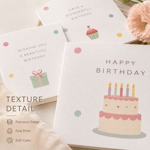 Biglietti d'Auguri Pieghevoli in Colori Pastello, Sfondo a Pois Colorato con Grafiche di Dolci Dessert per Cancelleria Personalizzata di Compleanno - Product Image 4