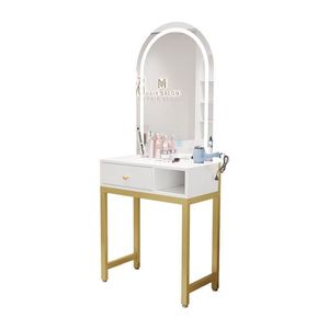Soporte de espejo para salón de belleza, soporte de mesa para espejo de cuidado capilar, soporte de herramientas integrado, tocador de dormitorio con espejo - Product Image 3