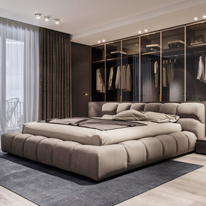 Bọc nền tảng giường cơ sở khách sạn hiện đại linen vải carton lưu trữ giường mềm phòng ngủ slipcovered Tatami tuffed thấp Vua Kích thước - Product Image 3