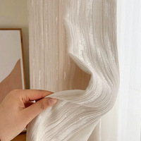 Voilages en Tulle Géométrique Crème Haut de Gamme Français, Cantonnières Personnalisées Nouveau Style Haute Précision pour Salon et Chambre Doré Moderne