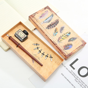 Cadeaux de graduation motivants, accessoires d'écriture classiques en anglais, <span class=keywords><strong>plume</strong></span> à plumeau en bois, <span class=keywords><strong>porte</strong></span>-<span class=keywords><strong>plume</strong></span>, flacon d'encre, coffret de <span class=keywords><strong>plume</strong></span> à plumeau - Product Image 3