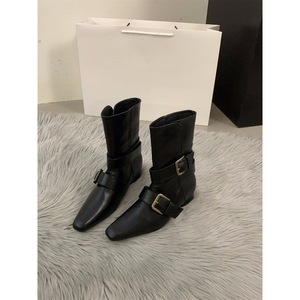 Botines de diseñador para mujer, de ante grueso, estilo Chelsea, para invierno 2025, nueva tendencia, botas góticas para caminar, calzado de moda para mujer. - Product Image 4