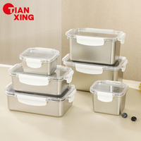 Boîtes à lunch en métal TIANXING, compatibles micro-ondes et lave-vaisselle, étanches, en acier inoxydable, avec couvercles