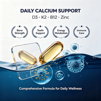 Capsules de multivitamines Calcium D3 K2 B12 en gélules molles pour les os, les muscles, les nerfs et la beauté des adolescents et des adultes, 60 capsules