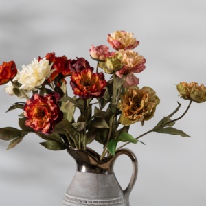 Bouquet de fleurs artificielles en soie simulée de style vintage, fait main, avec dégradé multicolore, pour Noël et la Saint-Valentin - Product Image 2
