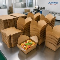 Boîtes pliables en papier kraft biodégradables et écologiques, anti-fuite, pour plats à emporter, avec impression personnalisée du logo pour la livraison de nourriture