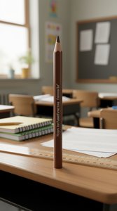 Crayon en bois brun avec impression numérique, mine noire, pour bureau et école - Product Image 2