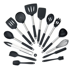 Kitchenware Set 13 Pc Silicone Spatulas Stainless Steel Handles Heat Resistant <b>Cooking</b> Tools Spoon And Spatula <b>Kit</b> - Product Image 2