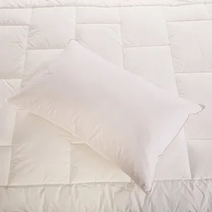 天然鹅绒羽毛白色枕垫，100% 埃及棉面料覆盖床枕