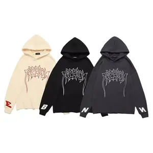 Çift kazak ağır tartmak baggy İpli kordon boy premium500gsm pamuk özel nakış hoodie üreticileri