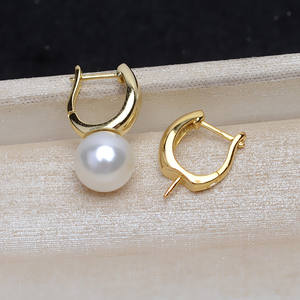 Pendientes de Plata S925 en Forma de U para Mujer, 8-14 Perlas, Accesorios DIY, Bandeja Vacía 4051, Colección Año Nuevo 2022 - Product Image 1