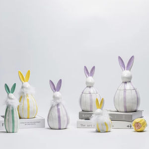 Conejito Conejo de Cerámica con Cesta de <span class=keywords><strong>Huevos</strong></span> de Pascua Figuras PARA EL Día de Pascua - Product Image 1