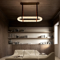 Luminaire suspendu circulaire en albâtre importé de Chine continentale, avec éclairage LED, garantie de 5 ans, pour villa, hôtel, grand format