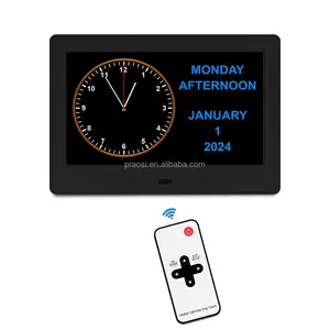 2024 Vorteile China Schlussverkauf Fernbedienung 24 Alarme Wandhalterung 7 Zoll niederländische Digital Alzheimer-Uhr für Demenz Gedächtnisverlust