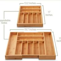 Organisateur de tiroir en bambou multifonctionnel extensible et réglable avec installation facile pour couverts et outils de cuisine