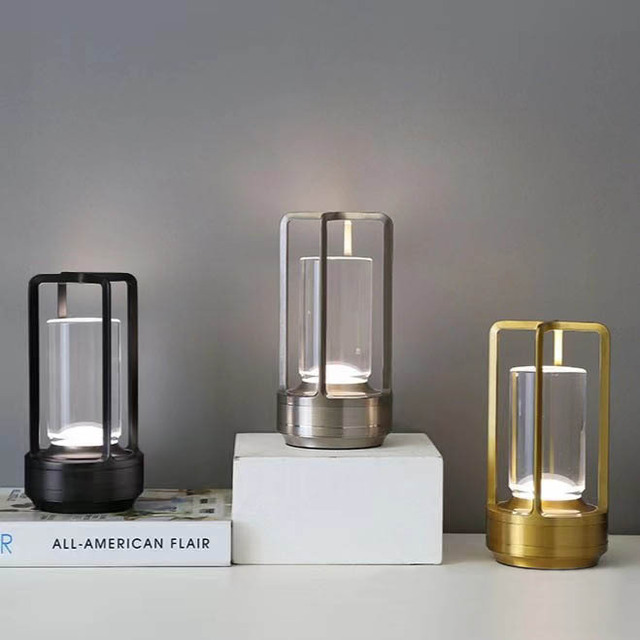 Modern Rechargeable Led Metal Lamp Brand Portable Touch Control Led Table Lamp Desk Lamp for Bedroom Restaurant Home Outdoor