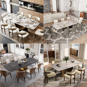 Uzatılabilir Modern Yemek Masası ve Lüks Doğal Taş Mermer Üst Tabla <span class=keywords><strong>Metal</strong></span> Ayaklı Uzun Yemek Masası Mutfak Mobilyası - Product Image 6