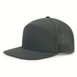 High Quality Custom Logo Snapback Trucker <b>Cap</b> Water Protect Laser Perforated 7 Panel <b>Flat</b> Bill Waterproof Baseball <b>Cap</b> - Product Image 4