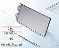 Sel Baterai UAV 22Ah 3.7V Nikel + Silikon Tinggi 318Wh/kg 630Wh/L 3C Kontinu 5C Puncak 256g untuk Drone