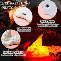 Lampe Dragon de Feu Lumière 3D Imprimée Volcan avec USB Rechargeable Lampe de Table Longue Cadeau pour Garçons et Filles Chambre