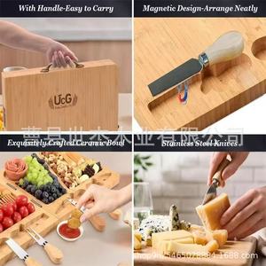 Planche à découper en bois massif Mu Yujia avec poignée, plateau à fromage carré pliable pour usage domestique, portable, sans danger pour les aliments - Product Image 5