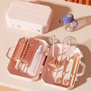 New Style Plastic Travel Baby Feeding Bottle Drying Kit Cleaning Brush Set