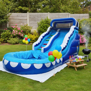 Château <span class=keywords><strong>gonflable</strong></span> d'extérieur avec toboggan et piscine combinés, maison de rebond pour enfants, matériau PVC, capacité de 20 personnes pour les parcs d'attractions - Product Image 1