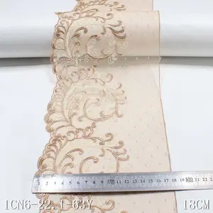Fancy Flower Lace Blue Embroidery Lace Trim Thin Mesh Lace Fabric for Performance Clothing 18cm