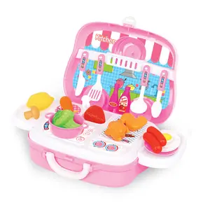 Gute Qualität rosa blau Farbe Koffer Geschirr Kinder Küche Spielset Spielzeug made in China