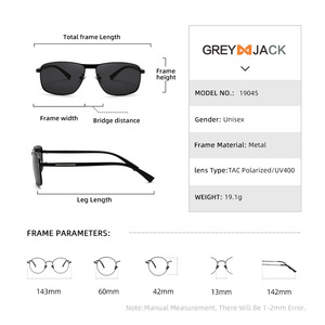 Lunettes de soleil polarisées métalliques Greyjack pour hommes, protection UV400, monture en métal TR, verres TAC, carrées, pour la conduite, le cyclisme, les sports de plein air - Product Image 5