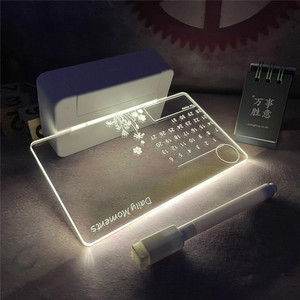 Tablero de notas acrílico efecto 3d, Luz LED nocturna, Color cálido, ilusión acrílica, soporte de lámpara con bolígrafo borrable, decoración artesanal - Product Image 4
