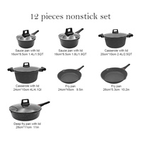 OEM Sanlang – Ensemble de 12 ustensiles de cuisson antiadhésifs en fonte d'aluminium robuste, casseroles et poêles, batterie de cuisine, faitouts, poêle à frire