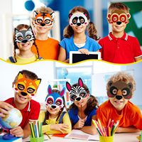 8 Masques d'Animaux en Feutre pour Enfants Renard/Lapin/Singe/Tigre/Loup/Panda/Élan/Ours Antimal Zoo Anniversaire Halloween Noël Fête