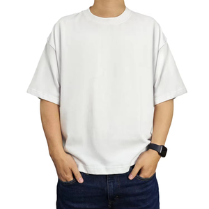 เสื้อยืดทรงบ็อกซ์คัทผู้ชายแบบเรียบ ผ้าคอตตอน 100% หนัก 250-300 กรัม เสื้อยืดโอเวอร์ไซส์ ไหล่ตก ทรงบ็อกซ์ฟิต เสื้อครอป - Product Image 4