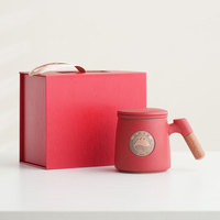 Ensemble cadeau avec logo personnalisé, ensemble de tasses à long manche promotionnelles, ensemble de 3 tasses en céramique filtrantes, boîte cadeau, tasses de 400 ml