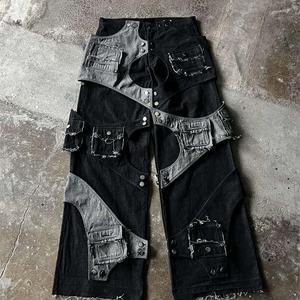 Jeans Hip-hop Personnalisés pour Hommes, Haute Qualité, Tissu Appliqué, Personnalité, Fabrication Lourde, Jeans Cargo - Product Image 4