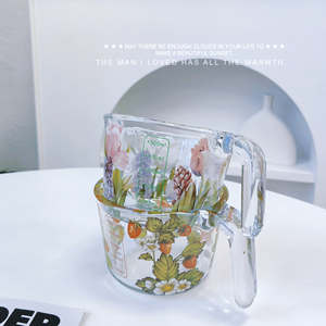 Mug à lait élégant et moderne en verre borosilicate à motif floral, qualité alimentaire, compatible lave-vaisselle et micro-ondes, pour la cuisson et le service - Product Image 3