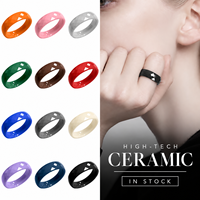 Bijoux Adi, bagues en céramique facettées de 6 mm, finition haute brillance, géométriques, minimalistes, unisexes, bijoux en gros